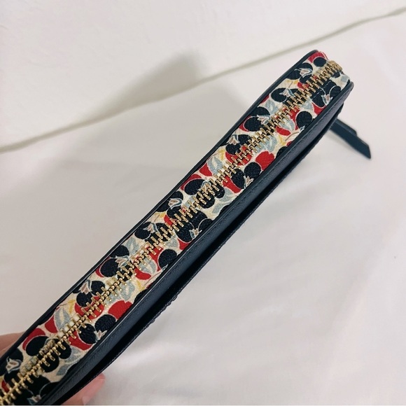 Kate Spade Blazer Blue Cameron Large Continental Micro Floral Wallet EUC Gold - Picture 3 of 8